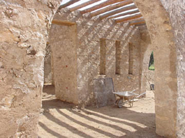 interior view of moroccan stone house 